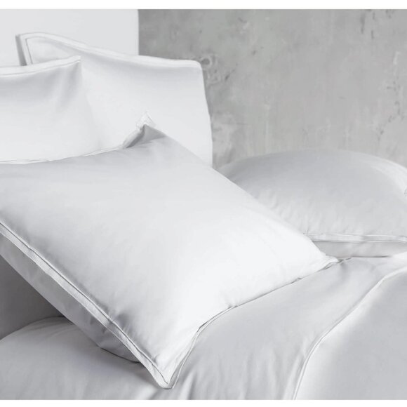 Arhaus White Italian Embroidered Percale Sham in White - Picture 1 of 4